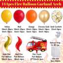 Fire Balloon Garland Arch Kit, 144pcs Red Yellow Chrome Gold Balloons with Fire Truck Foil Balloons for Fireman Party Supplies Birthday Firefighter Rescue Themed Party Decoration (Fire)