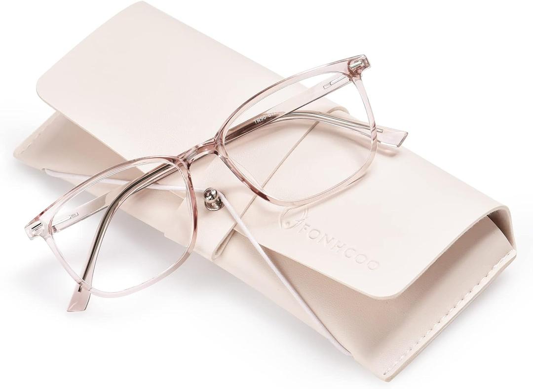 FONHCOO Blue Light Blocking Glasses Women Men TR90 Fashion Frame Computer Blue Light Glasses Anti UV Glare (Upgrade) (Skin Pink)
