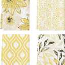 Artoid Mode Yellow Floral Leaves Boho Kitchen Towels Dish Towels, 18x26 Inch Seasonal Decoration Hand Towels Set of 4