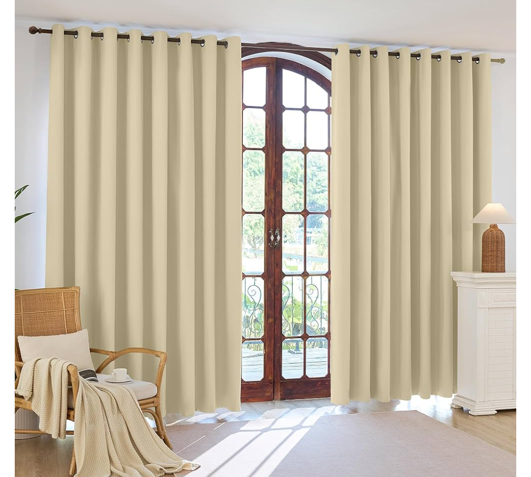 2-Panel-Curtain , 84 Inch Length for Bedroom Living Room, Grommet Thermal Insulated Room Darkening Drapes, Light Blocking Window Treatment Decor,54x84, Beige