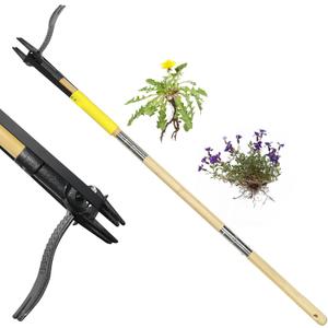 Weed Puller Tool with Long Handle,44'' Heavy Duty 4-Claw Stand Up Garden Weeding Tool-Double Weeding Technique,Weed Remover Tool That not Body BendingErgonomic