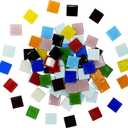 1LB Large Size Mixed Color Mosaic Tiles for Crafts Bulk, 1Inch 12 Colors Options Big Square Shaped Glass Tiles Stained Pieces for Home Handmade Gifts Mosaic Project Supplies