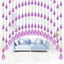 Arched Crystal Door String Hanging Glass Beaded Curtains Beads Valances for Doorways Windows Short Home Decor Closets Easy to Install Non-Acrylic Self Adhesive (25 Strings Purple)