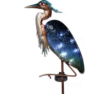 TERESA'S Collections Garden Decor for Outside Blue Heron Solar Lights, 42" Glass Lawn Ornaments with Outdoor Lights Decorative Stake, Yard Art Decorations Outdoor for Patio Gifts for Mom Grandma