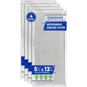 Microwave Filter Replacement 5.78" x 12.91" Fits W10208631A Whirlpool Microwave Filter - Aluminum Mesh Screen Grease Filters - Freshens and Filters Kitchen Air in Over the Range Oven Vent Fan (4-Pack)