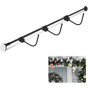 Bucherry Front Door Garland Hanger - Adjustable 71"- 80" Heavy-Duty Christmas Halloween Door Frame Garland Hanger for Hanging Wreaths No Screws, Drilling, Damage-Free, Easy Assembly(Black)