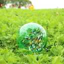 VCUTEKA Gazing Ball, Glass Gazing Globe Sphere for Outdoor Garden Lawn Ornament Yard Decorative, Green Artistic, 10"