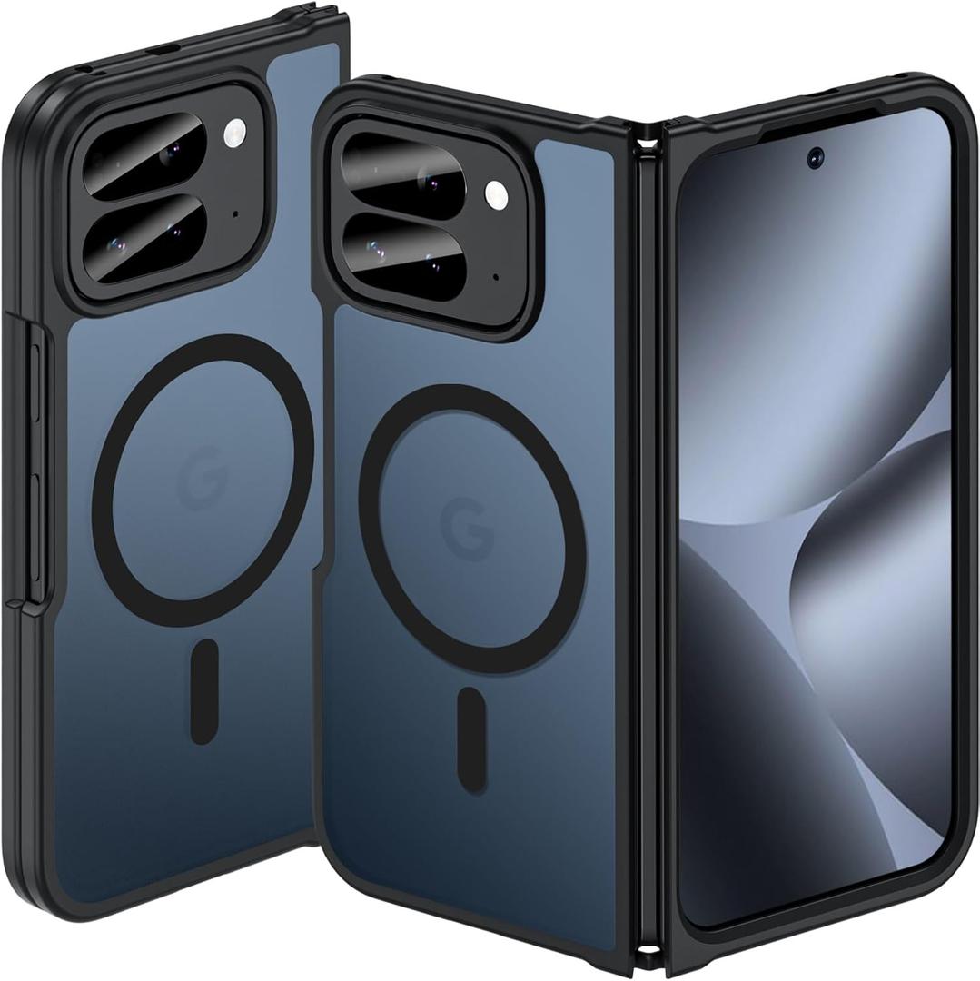 Magnetic Case for Google Pixel 10 Pro Fold, Pixel Fold Case for MagSafe Compatible Wireless Charging, Skin-Friendly & Smooth Touch, Military-grade Shockproof & Drop-proof Cover, Slim, Black