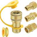 Propane Quick Connect Fittings, 1/2" Propane Gas Fitting, Natural Gas Hose Connect and Disconnect Kit, 1/2inch Male and Female Gas Line Quick Connect Fittings (Brass,4PCS)