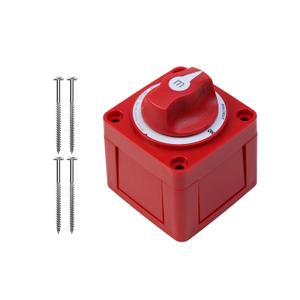 300A Battery Disconnect Switch, 12V-48V Waterproof Heavy Duty Master Power Cutoff Switch, Battery Kill Switch with Knob Control for Marine Boat RV Car Truck ATV UTV, Red