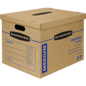 Bankers Box Medium Classic Moving Box 10 Pack, Reinforced Handles, Tape-Free Assembly, Box with Lid, 19-in x 14.5-in x 15.5-in (8817201)