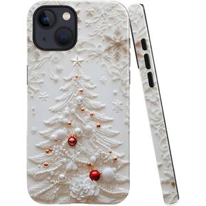 Case for iPhone 14 - Slim Fit Anti-Scratch Phone Case for Girl Women - Christmas Tree White (Glossy)
