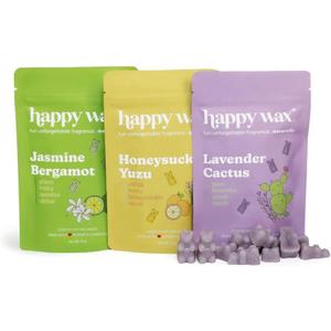 Happy Wax Spring Mix Premium Scented Natural, Non Toxic Soy Wax Melts  6 Total Oz. of Scented Wax Melts. Includes Jasmine Bergamot, Honeysuckle Yuzu, and Lavender Cactus