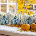 Farm Pumpkin Throw Pillow Covers 12x20 Set of 2,Fall Thanksgiving Decorative Pillow Covers,Green Leaf Flower Cushion Case for Sofa Couch Patio Garden Bedroom