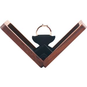 Handcrafted Wooden Rotating Ring Box Magnetic Closure Ring Storage Case Portable Ring Holder for Proposal,Engagement,Wedding (Black walnut)