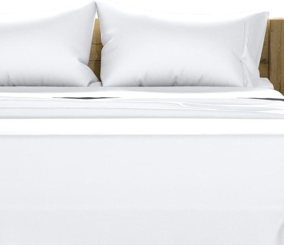 TEXAS LINEN CO. Luxury Egyptian Cotton California King Sheet Set - 1000 Thread Count 4 Piece Cal King White Sheets, Soft, Cooling Extra Long Staple Sateen Bed Sheets - Fits Upto 18 Deep Pocket
