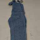 Haloumoning Girls' Denim Overall Jumpsuits Sleeveless V Neck Adjustable Straps Jeans Pants Jumpers with Pockets (4-5T, Light Blue)