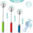 Semi-automatic Whisk, Stainless Steel Egg Beater, Hand Push Rotary Whisks Mixer Stirrer for Making Cream, Whisking, Beating and Stirring (3 Color2)