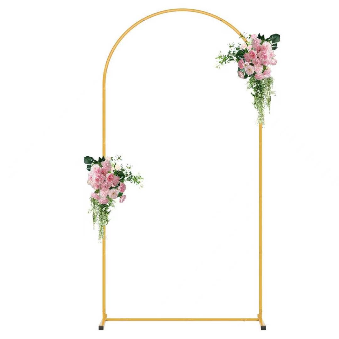 7.2FT Arch Backdrop Stand, Metal Backdrop Arch Stand, Decoration Balloon Arch Stand, Gold Wedding Arch Stand for Party Backdrop