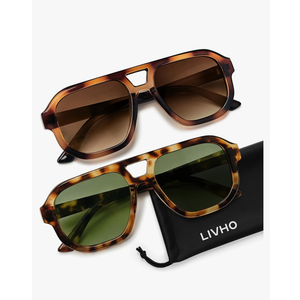 livho Trendy Polarized Square Aviator Sunglasses Women Men Square Eyewear Frame, Retro Sun Glasses for Women Men 2025 Shades