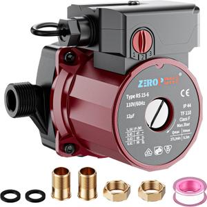 ZeroPone Recirculating Pump, 93W Water Circulator Circulating Pump NPT 3/4" w/NPT 1/2" Adapter, 15-6C 3-speed Control Recirculation for Electric Water Heater System