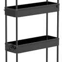 SPACEKEEPER Slim Rolling Storage Cart 4 Tier Bathroom Organizer Cart Mobile Shelving Unit Slide Out Utility Cart for Kitchen, Bathroom, Makeup, Craft, Laundry Narrow Places, Black