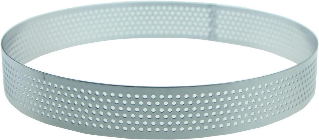 Keewah Round Perforated Tart Ring, 6.5, Stainless Steel