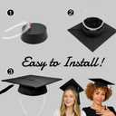 2 x ADVANSYNC GradCapBand DELUXE Graduation Cap Headband (Black and Clear)