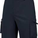 QPNGRP Men's 9" Inseam Stretch Waist Zipper Cargo Shorts with 6 Pockets (Navy, XL)