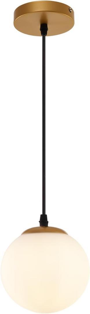 JAGORI Glass Pendant Light,Mid Century Modern Light Fixture,Hanging Lights for Kitchen Island,Bathroom, Bedroom,Hallway Foyer (Gold, 8 in)