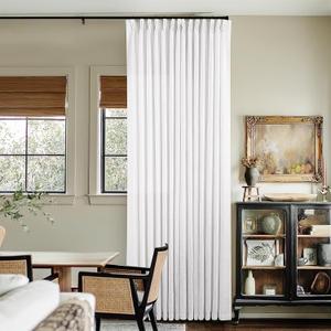 Custom Pinch Pleated 105 Inch Curtains 2 Panels Set for Windows White Linen Blend Curtains Pinch Pleat Back Tab Privacy Light Filtering Boho Drape with Hooks and Rings for Living Room Bedroom