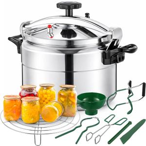16qt Pressure Cooker for Canning Pressure Canner Supplies Kit, 6 Canning Supplies Stainless Steel Steam Rack Gauge, Silver