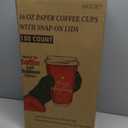 100 Pack 16 oz Christmas Disposable Coffee Cups with Snap-on Lids - for Hot or Cold Drinks, Paper Coffee Cups for Xmas Holiday Table Decorations Party Supplies, 5 Assorted Christmas Styles