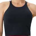 THE GYM PEOPLE Women's Cross Back Sports Bra Halter Neck Workout Crop Tank Tops with Removable Pads (Black, S)