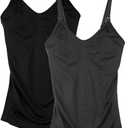 Womens Maternity Nursing Tank Cami for Breastfeeding with Adjustable Straps (Black, L)