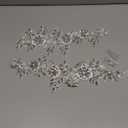 1 Pair Rhinestones Lace Applique Accessories Handsewing Glass Beads Stones Trim Patches for DIY Girl Wedding Dress Decorations (Silver White)