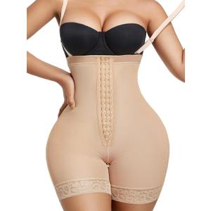 Fajas Colombians Shapewear Tummy Control Post Surgery Compression Garment Waist Shaping Hip Lifter for Women (Medium, Beige)