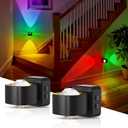 L LOHAS LED Night Light Projector, 2 Pack Color Changing Night Light Plug into Wall, Dusk to Dawn Sensor, Rotating Nightlight, RGB Ambient Lighting for Bathroom, Gaming Room, Decor, Gifts