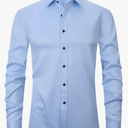 corfty Men Long Sleeve Dress Shirt - Regular Fit Stretch Free-Wrinkle Button Down Shirt S, Light Blue