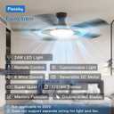 Passky Ceiling Fans with Lights, 52 inch Flush Mount Ceiling fan with Remote Control, Low Profile Ceiling Fan for Bedroom, Farmhouse, Reversible, 3CCT, Dimmable, Noiseless DC Motor, Black