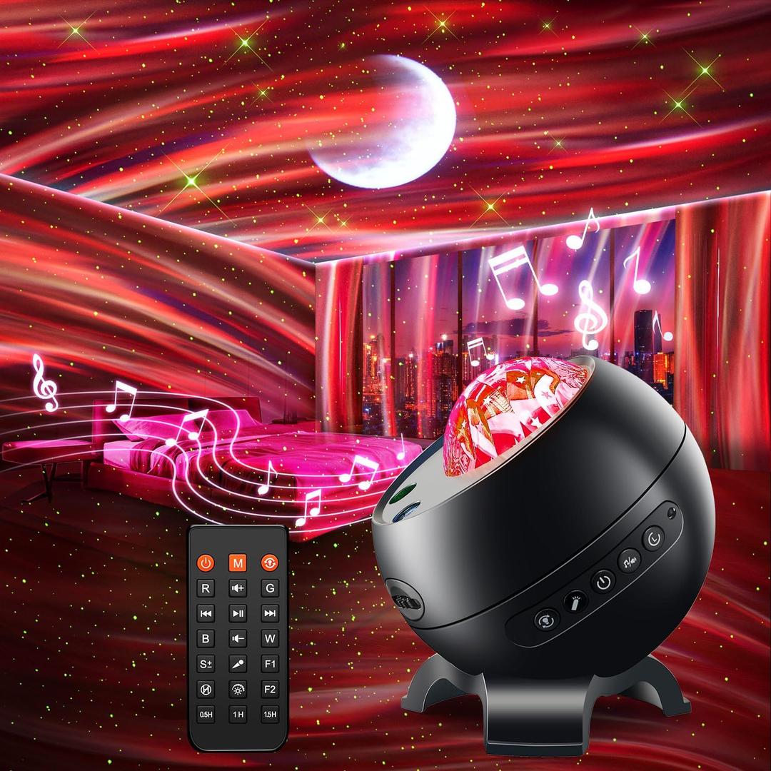 Sound Machine White Noise Machine for Sleeping, 15Soothing Sounds & Bluetooth Speaker Aurora Light Projector, 15Colors White Noise Sound Machine for Sleep Therapy for Adults & Kids with Remote + Timer