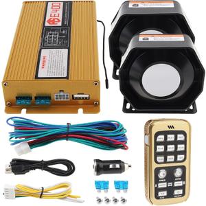 12V 400W 18 Tones Police Siren Mic PA System Wireless Car Alarm System with Emergency Warning Loud Horn Speaker & Remote Control for Firefighter Ambulance Vehicles Truck Car SUV ATV UTV
