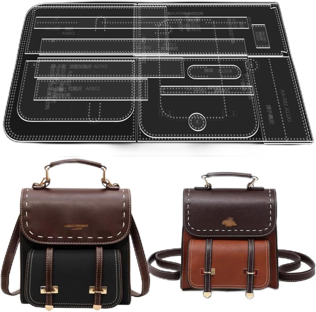 RIVEENY Backpack Acrylic Template,Leather Pattern Acrylic Leather Templates for Womens Work Backpack Purse Waterproof Anti-Theft Travel Back Pack (AAB-582)