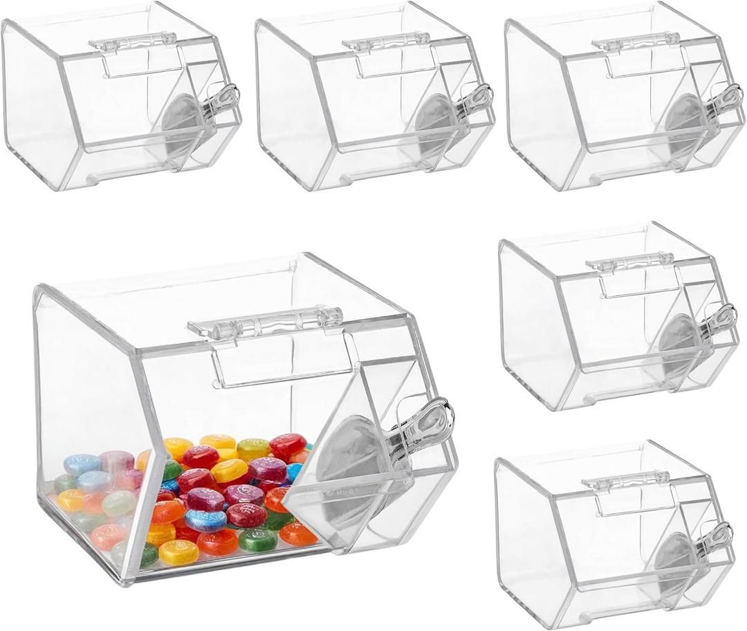 Hammont Candy Box Shaped Acrylic Candy Boxes - 6 Pack - 3.44"x2.69"x2.2" - Perfect for Weddings, Birthdays, Party Favors and Gifts | Designer Cute Clear Lucite Plastic Treat Containers