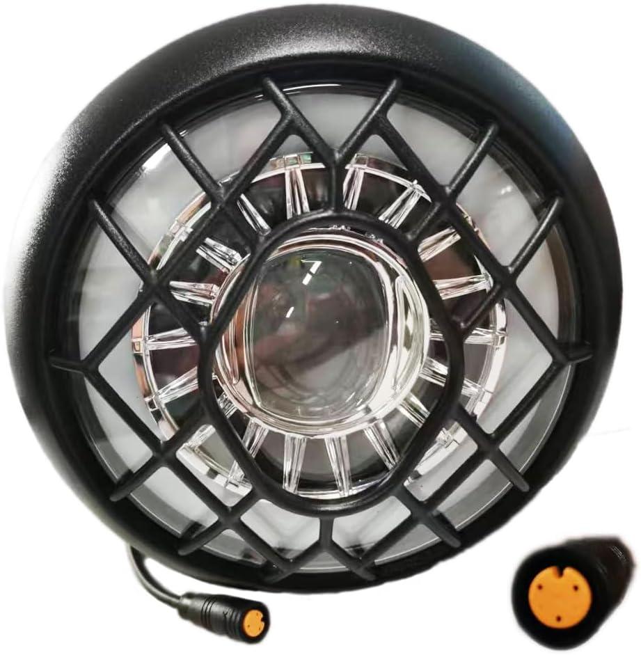 E-Bike Head Light Bicycle Retro Waterproof 3-Pin Female Connector 36V 48V 52V LED Front Light Super Bright LED Bike Headlight Ultra Bright Bike Safety Light Mounting on Front Fork