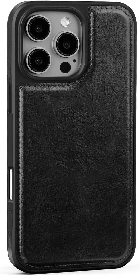 for iPhone 16 Pro Phone Case,Compatible with MagSafe,Slim PU Leather Phone Case Shockproof Protective Non-Slip,Raised Edges Protect Camera Screen,for Apple 16 Pro 6.3",Black