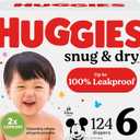 Huggies Size 6 Diapers, Snug & Dry Baby Diapers, Size 6 (35+ lbs), 124 Count (2 Packs of 62)