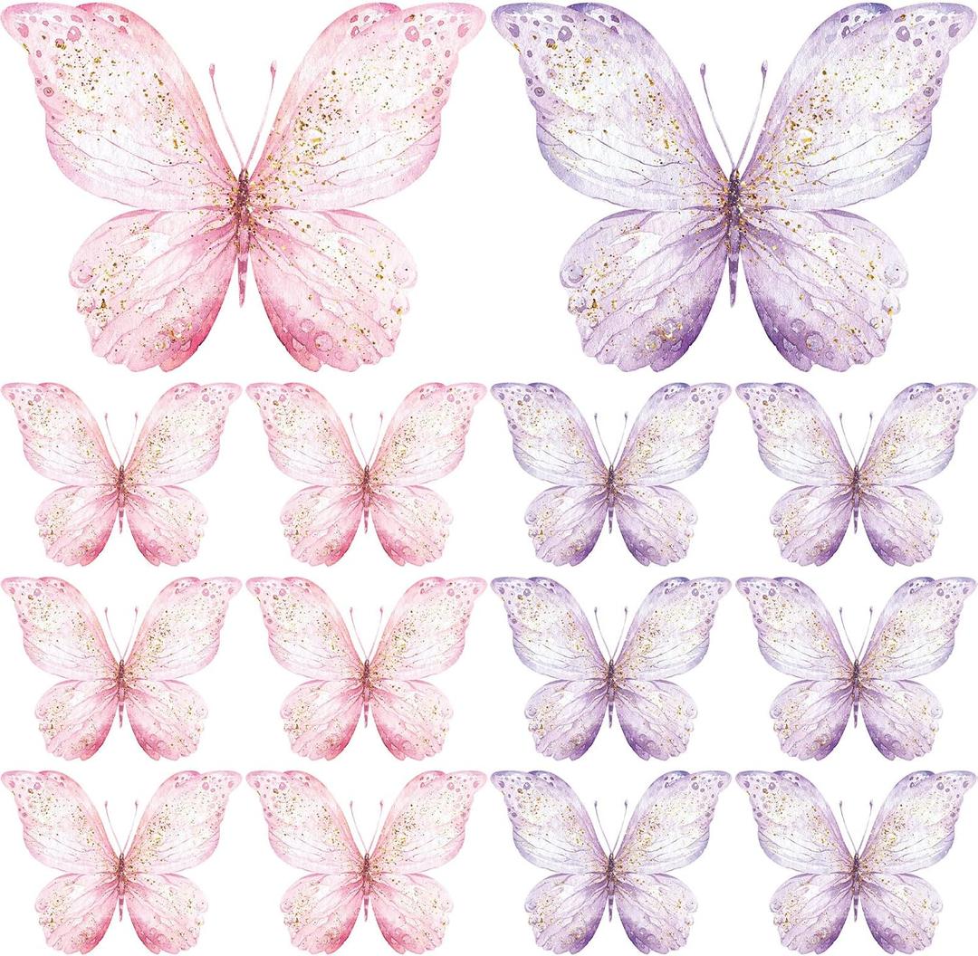 Wesiti 18 Pieces Butterfly Baby Shower Birthday Decorations Butterfly Party Tables Centerpieces 10 x 7 Inch Pink Purple Butterflies Table Toppers for Wedding Birthday Party Supplies(Classic Style)