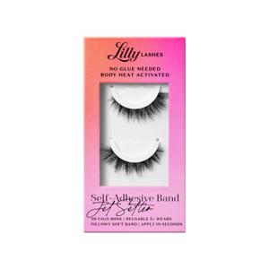 Lilly Lashes 3D Self Adhesive Eyelashes, No Lash Glue Needed, Body Heat Activated Press on Lashes, Reusable Self Adhesive Eyelashes Up to 5x, Easy to Apply & Remove (JetSetter)