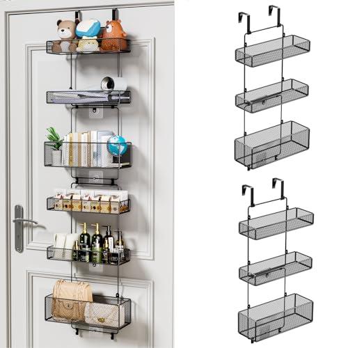 HapiRm Over Door Organizer Storage - Separable Door Organizer Hanging with 6 Metal Large Capacity Baskets for Bathroom Bedroom Kitchen Pantry Closet (Black)